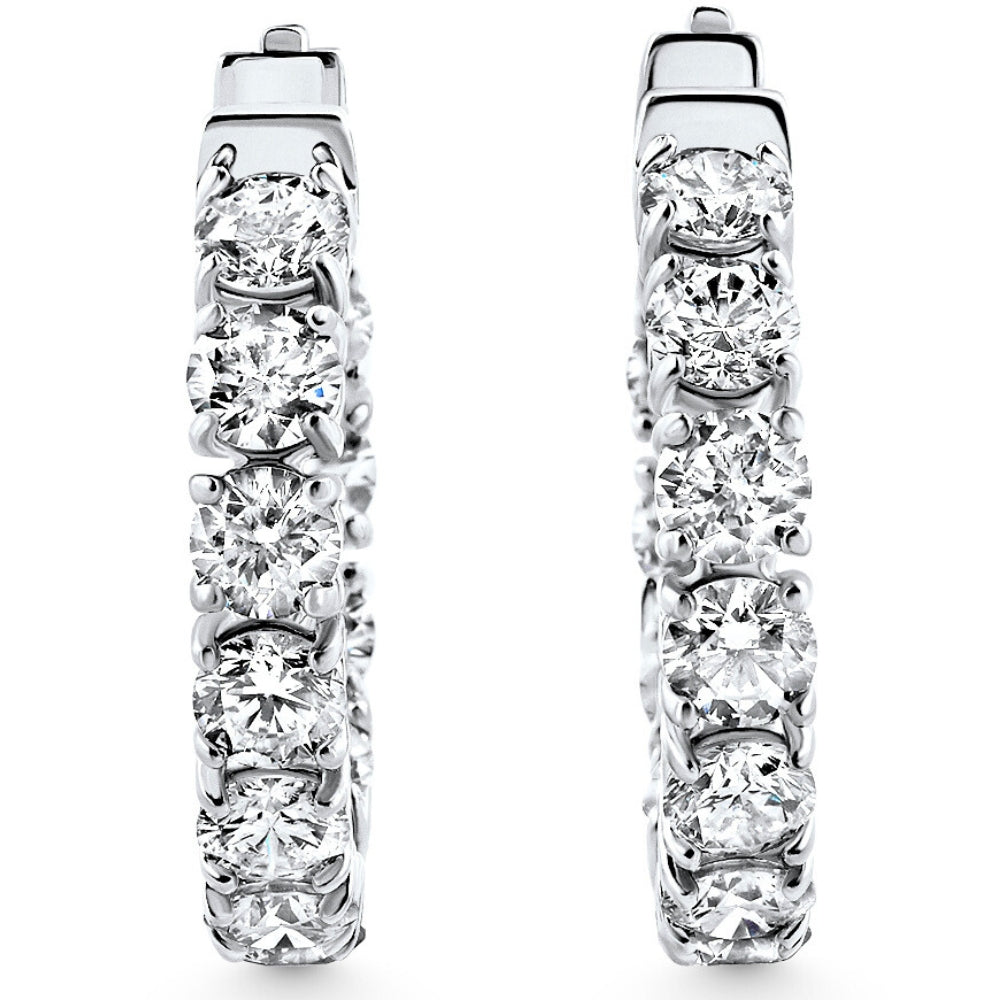 3 3/4 ct Diamond Inside Outside Hoops 14k Gold 1' Lab Grown Women's Earrings