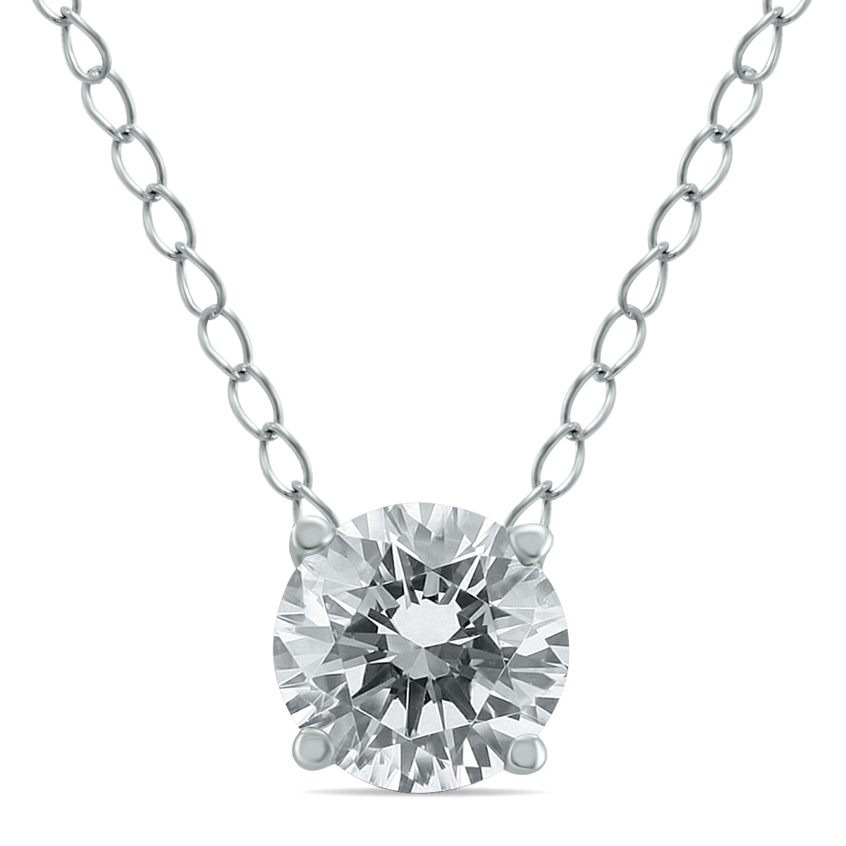 1/4 Carat Floating Round Diamond Solitaire Necklace In 14K White Gold