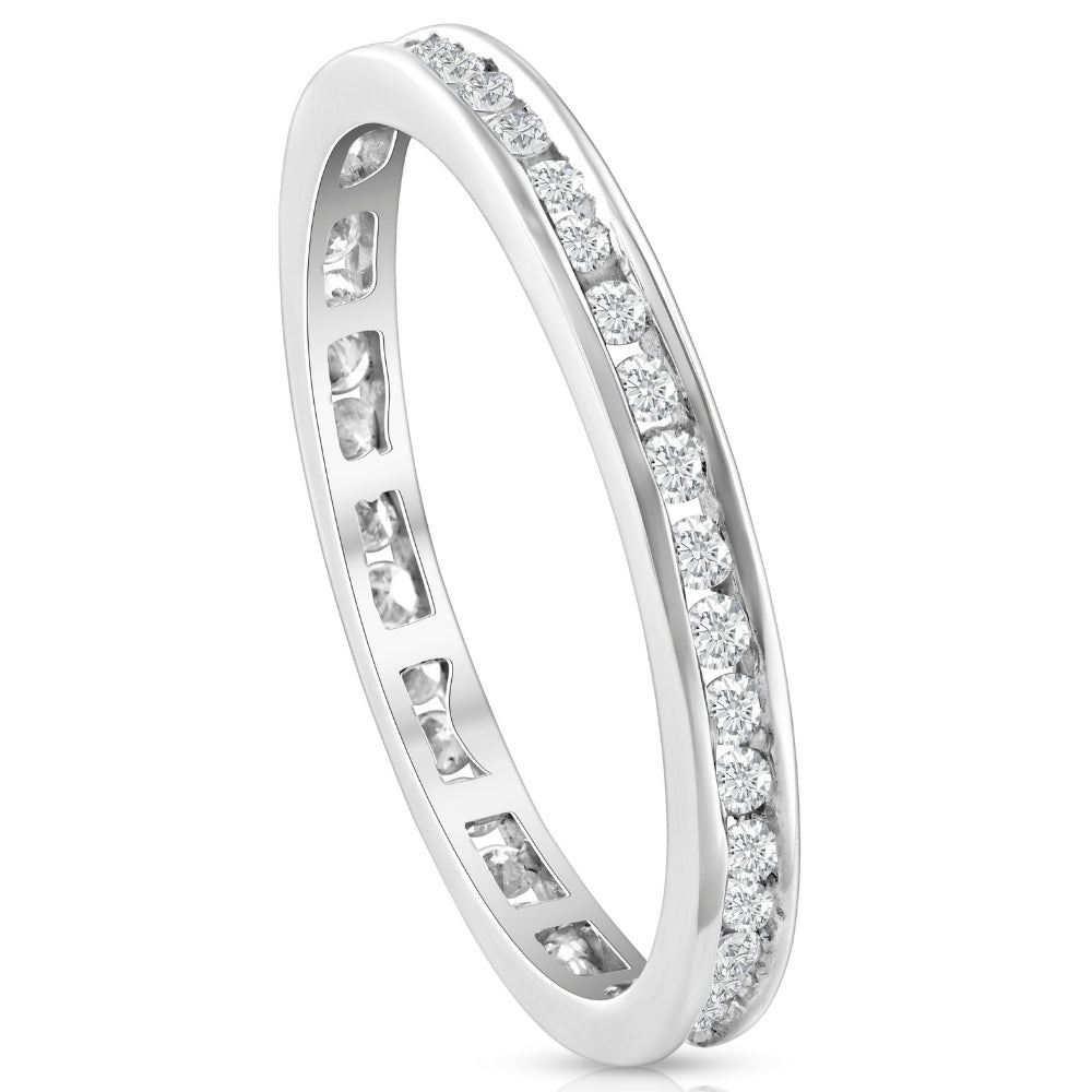 1/2 Ct Round Diamond Ladies Eternity Wedding Ring 10k White Gold