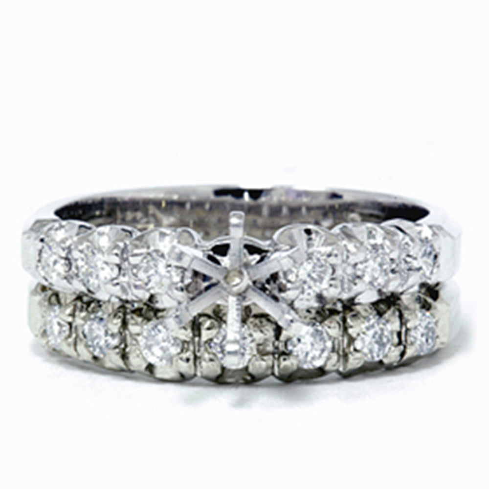 1/2 CT Diamond Semi Mount Engagement Wedding Ring Set