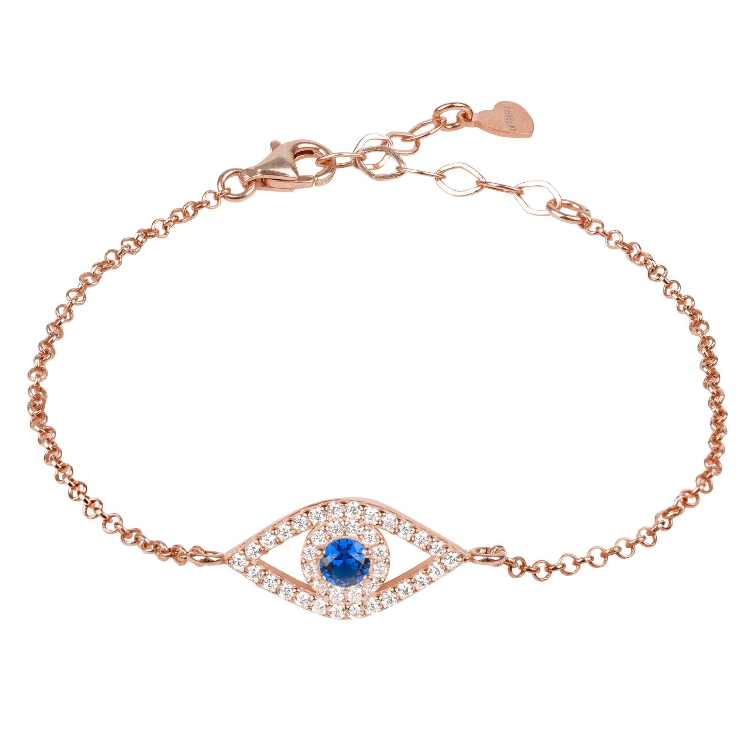 Evil Eye Elliptical Bracelet - Blue, Pink & Purple, Rose Gold