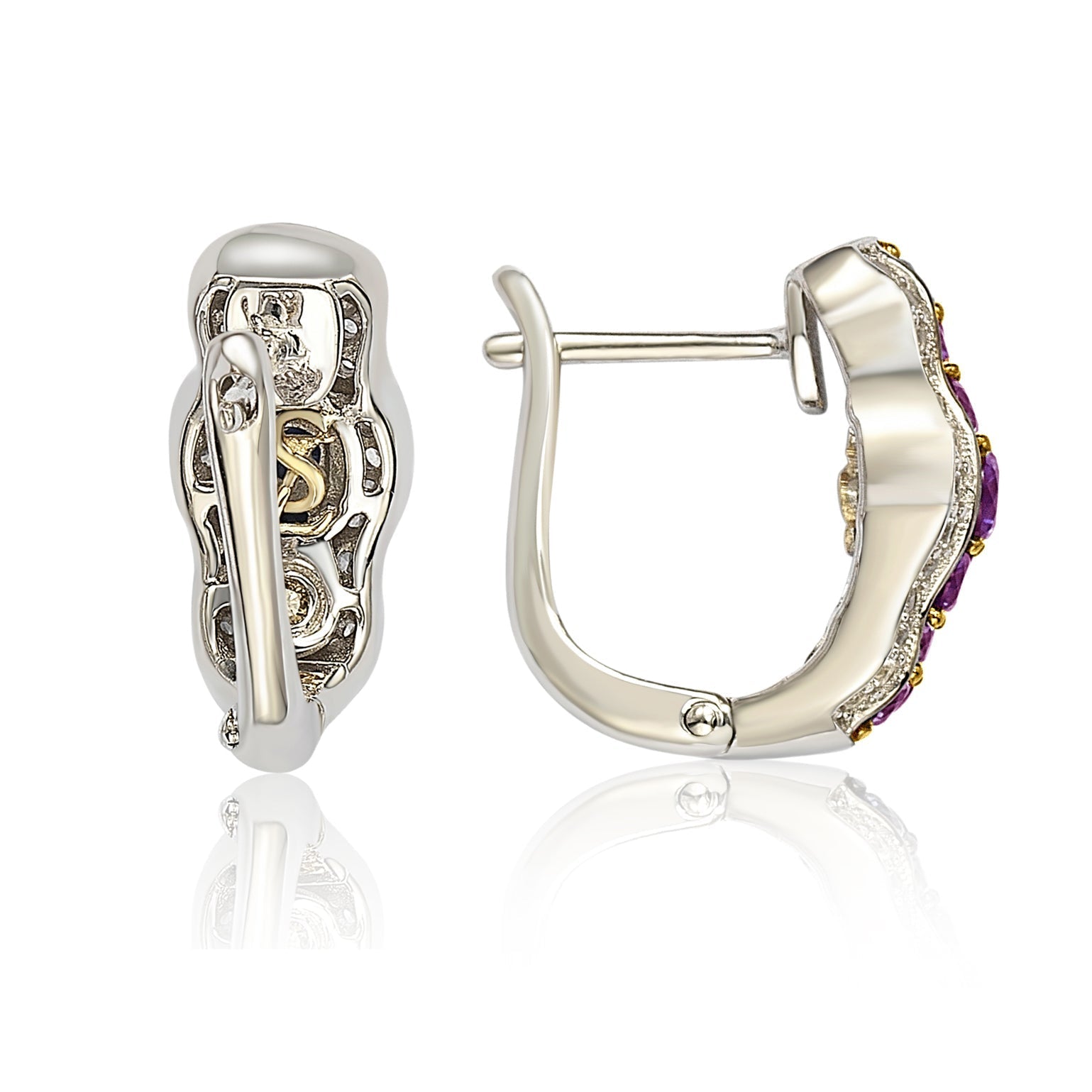 Suzy Levian Sterling Silver Pink Sapphire and Diamond Accent Earrings