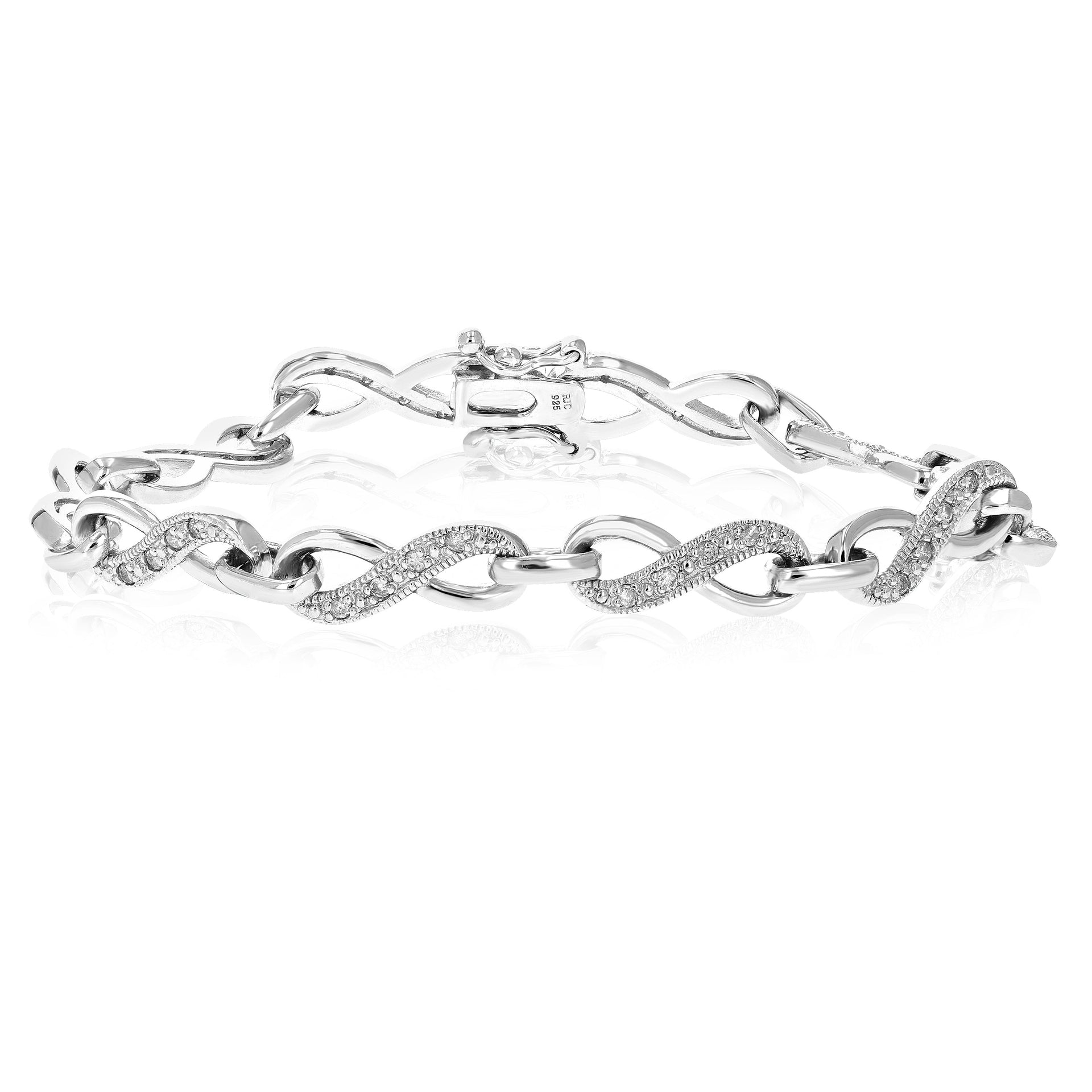 1/2 cttw Diamond Tennis Bracelet .925 Sterling Silver With Rhodium Infinity