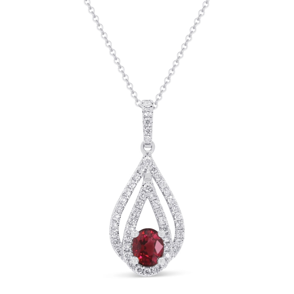 0.51ct Ruby 16' pendant Necklace In 14K White Gold
