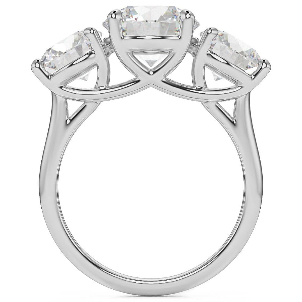 5 1/2 ct Three Stone Lab Grown Diamond Engagement Ring White Yellow or Rose Gold