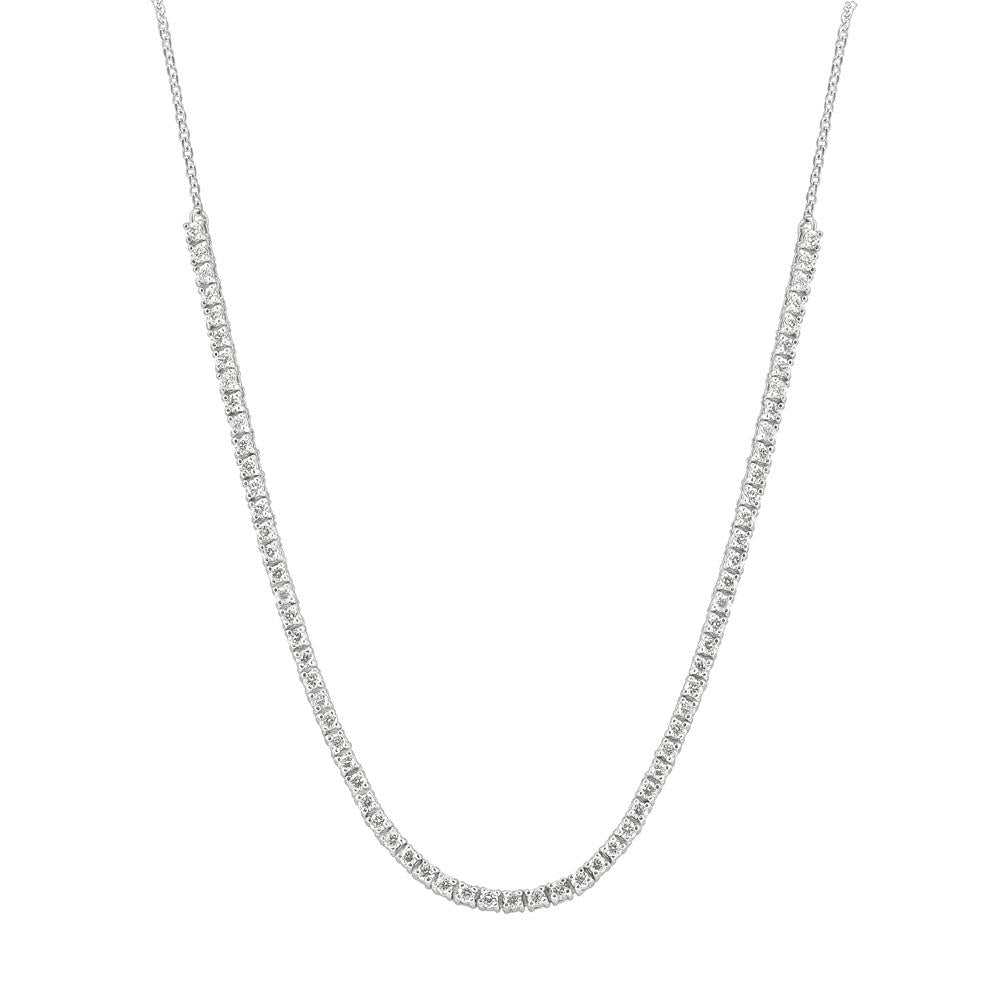 1ct T.W. Diamond Tennis Necklace 14k White Gold 16'