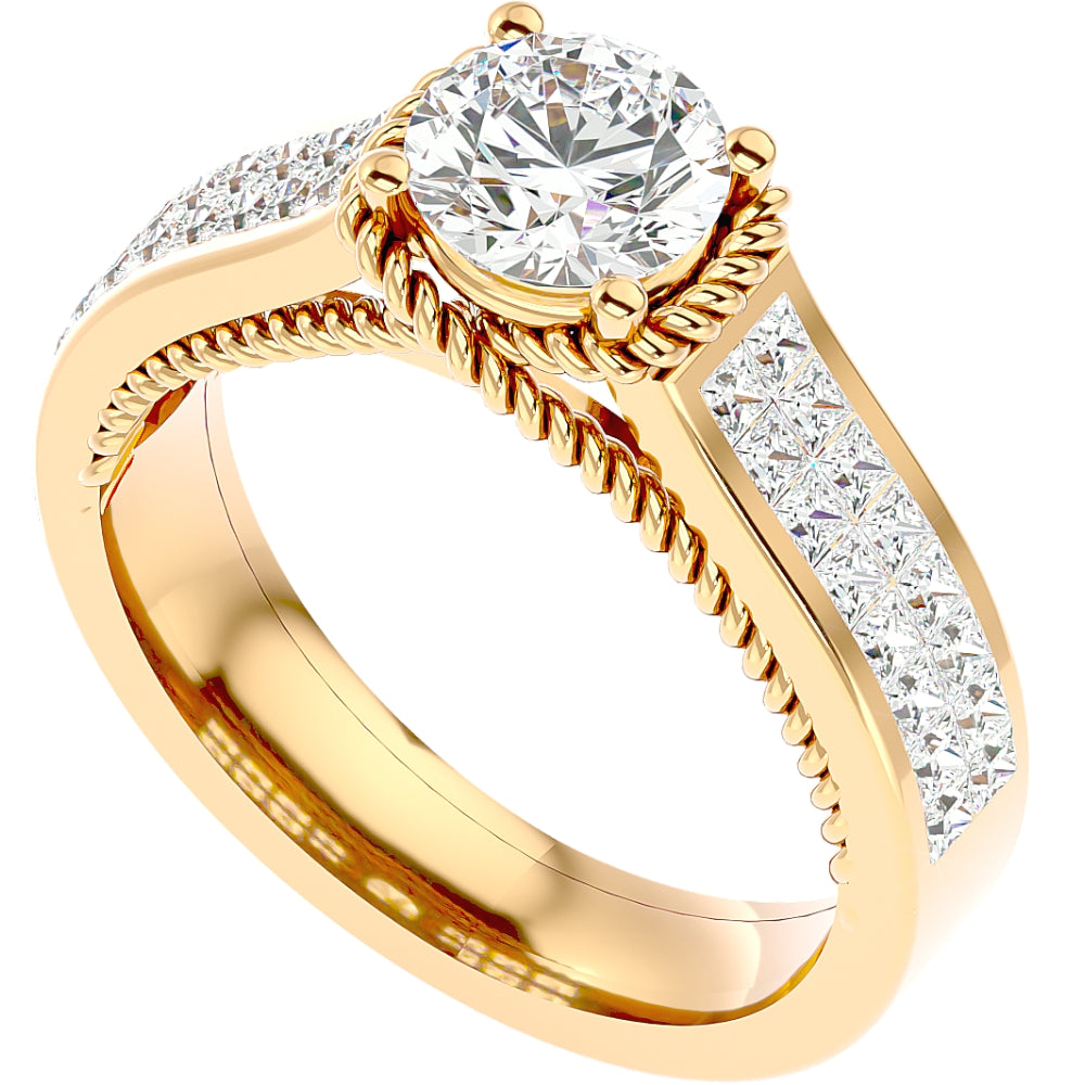 1 3/4 ct Diamond & Moissanite Designed Accent Engagement Ring in 10k Gold