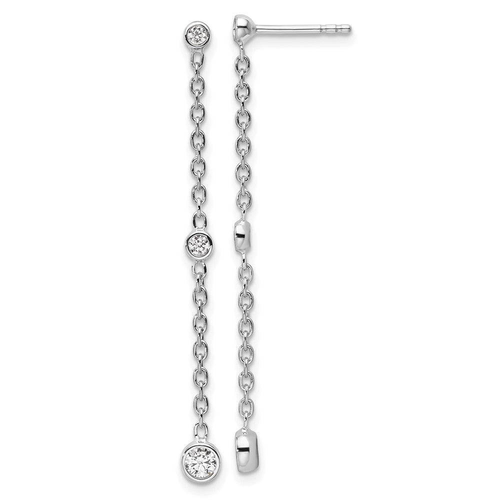 14K White Gold 1/3 CT Lab Grown Diamond Graduated Dangle Earrings VS Clarity D-E Color