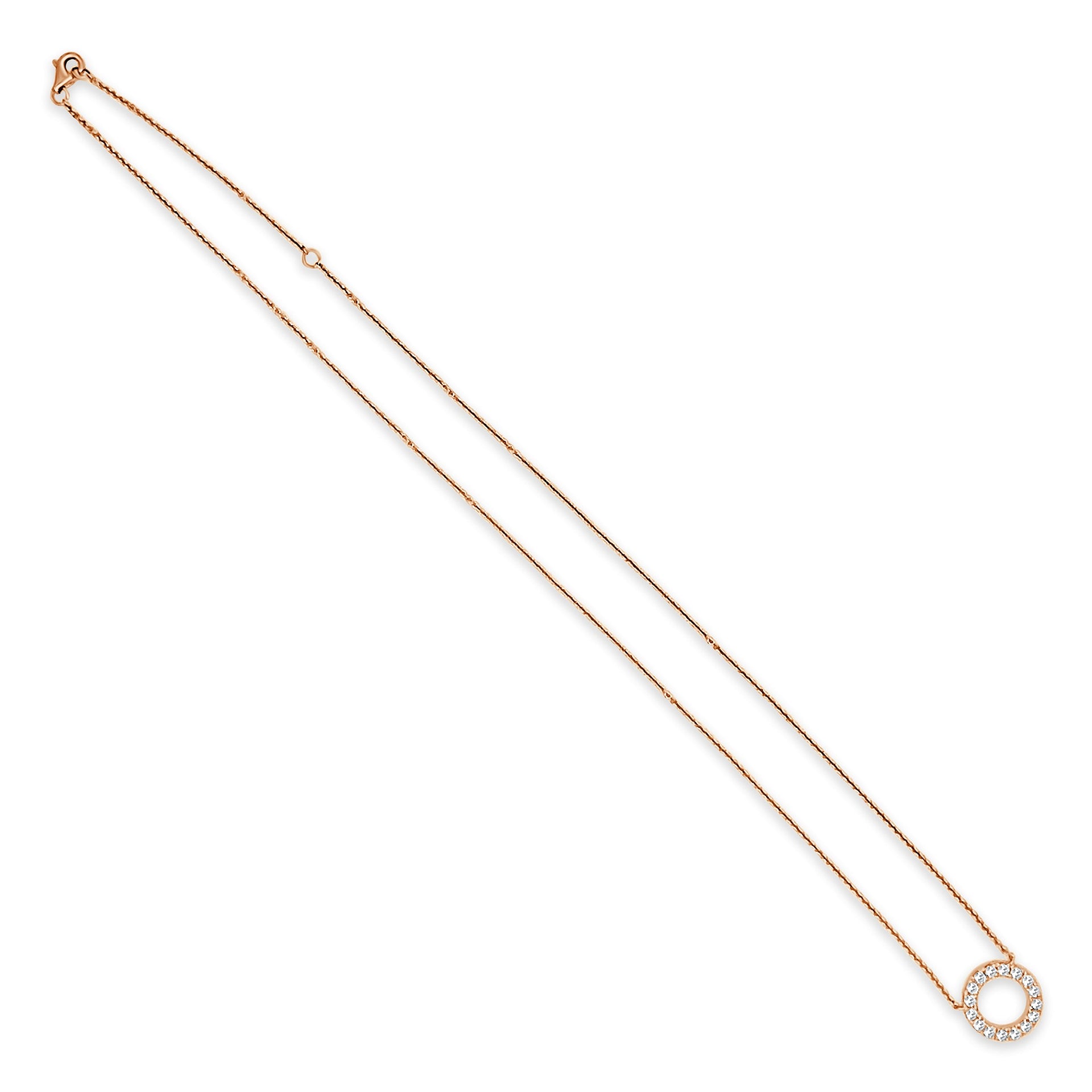 14k Gold & Diamond Open Circle Necklace