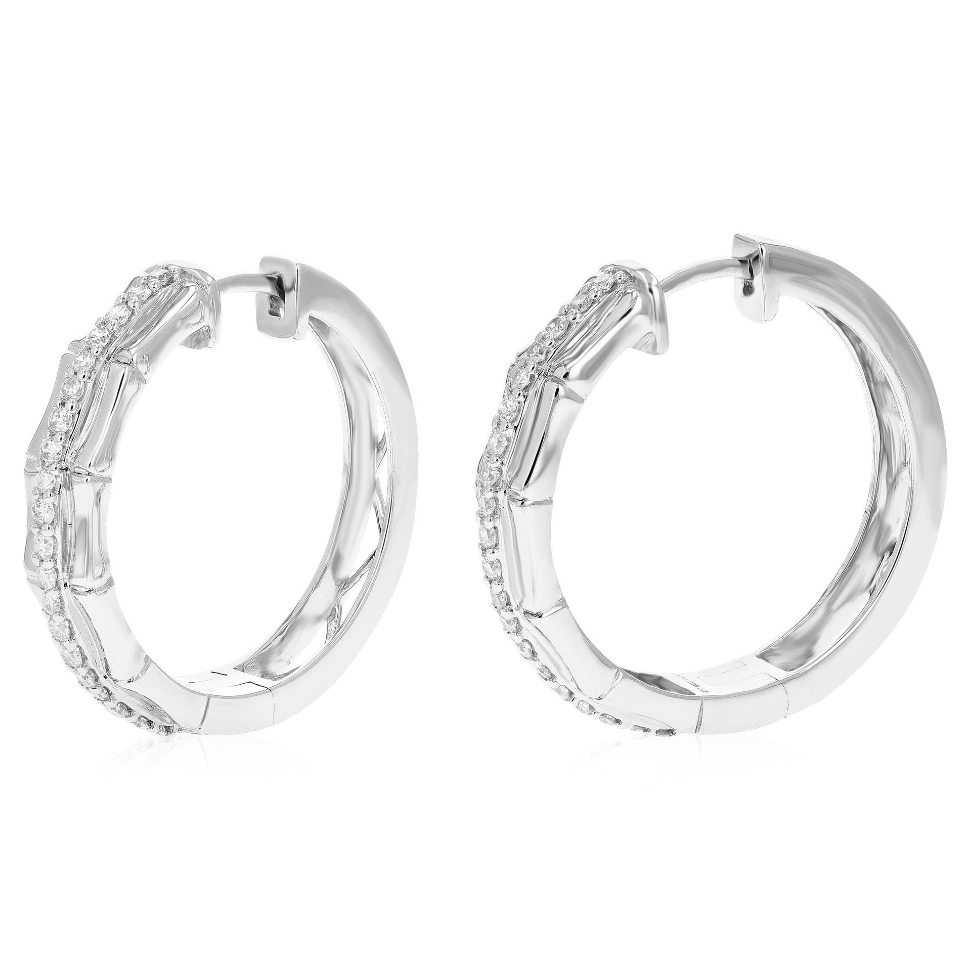 1/2 cttw Round Lab Grown Diamond Hoop Earrings .925 Sterling Silver Prong Set 1 Inch