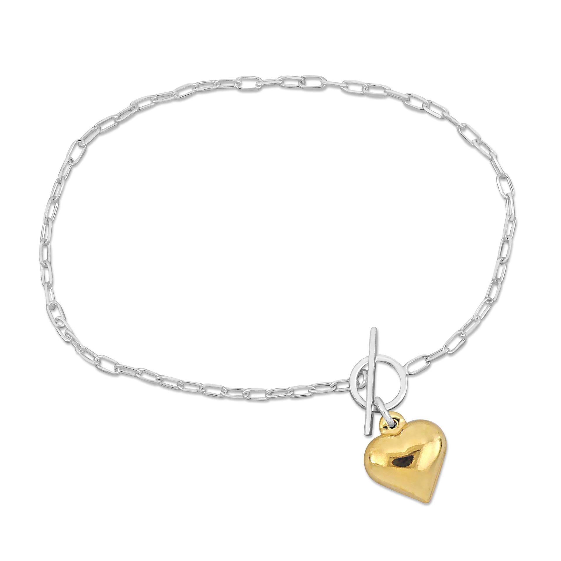 Mimi & Max Yellow Heart Charm Bracelet in w/ Toggle Clasp in Yellow and Sterling Silver - 7.5 in.