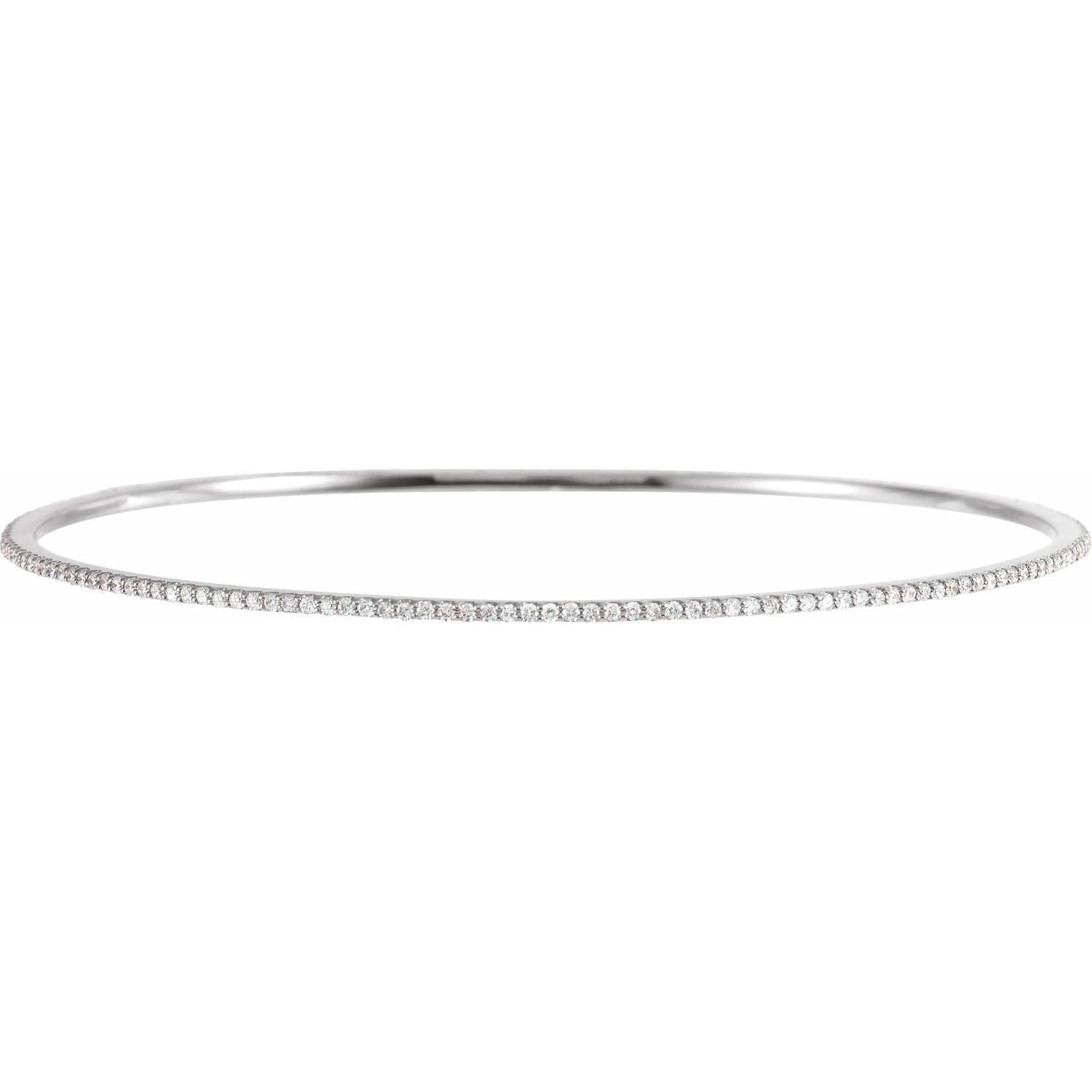14k Gold 1 Ctw Lab-grown Diamond Stackable Bangle Bracelet 8'