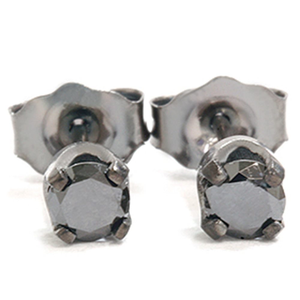 1/3ct Black Diamond Studs 14K White Gold