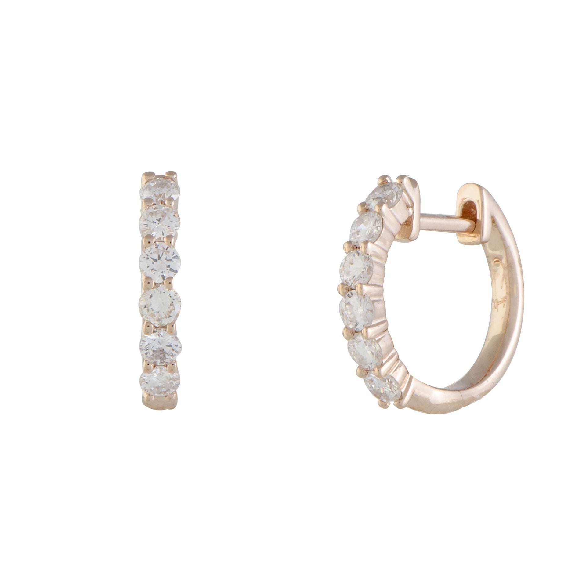 14K Rose Gold 0.75 ct Diamond Hoop Earrings
