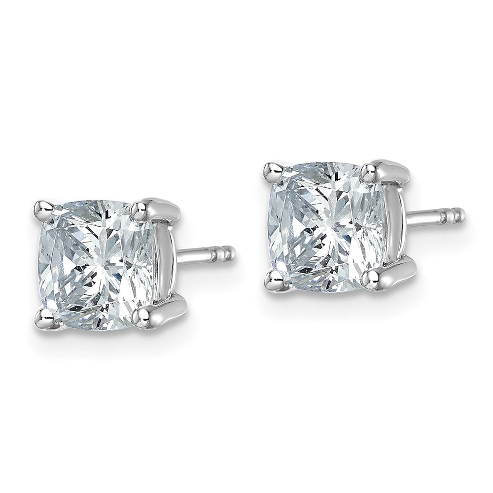 14k White Gold 3 CTW Cushion Cut Lab Grown Diamond Stud Earrings