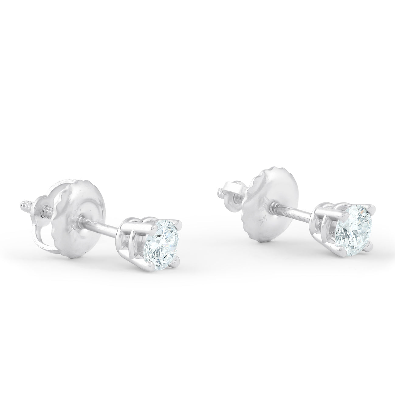 1/3 Ct Screw Back Diamond Studs 14k White Gold Lab Grown Eco Friendly