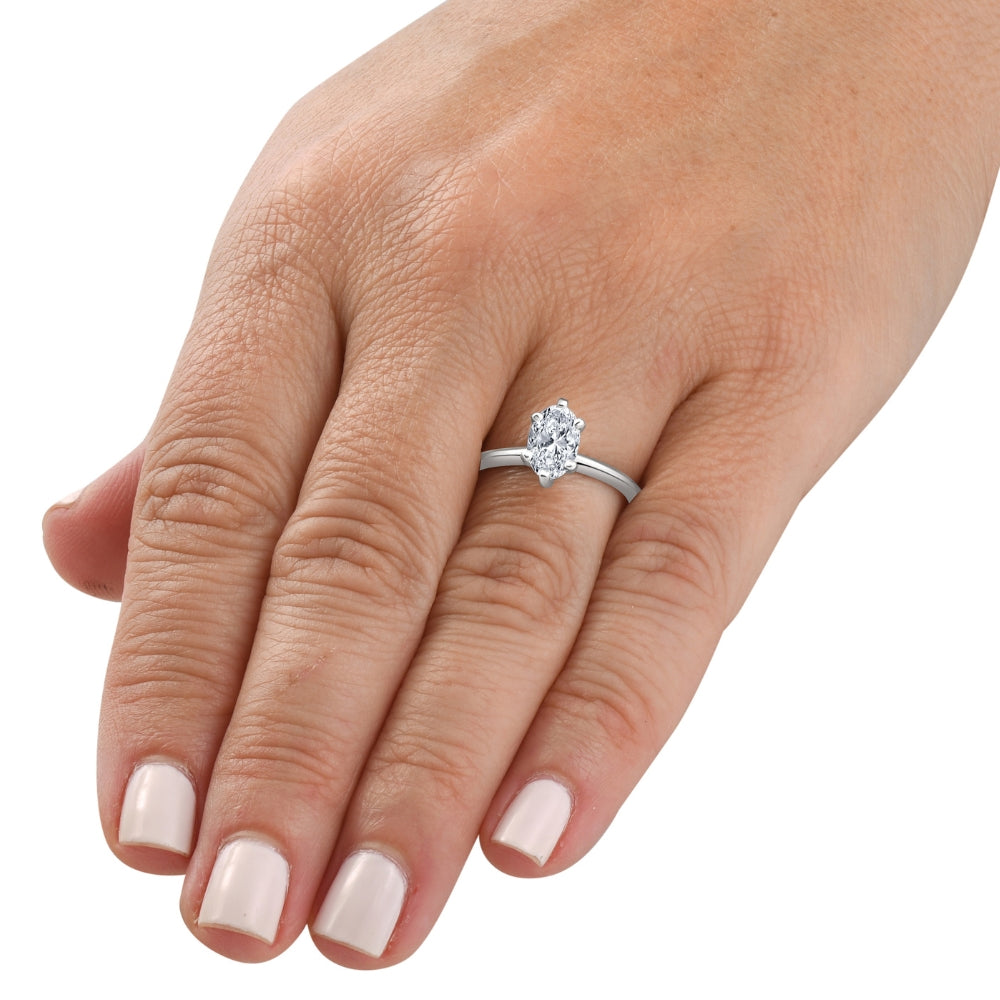 Platinum 1 Ct Oval Diamond Solitaire Engagement Ring