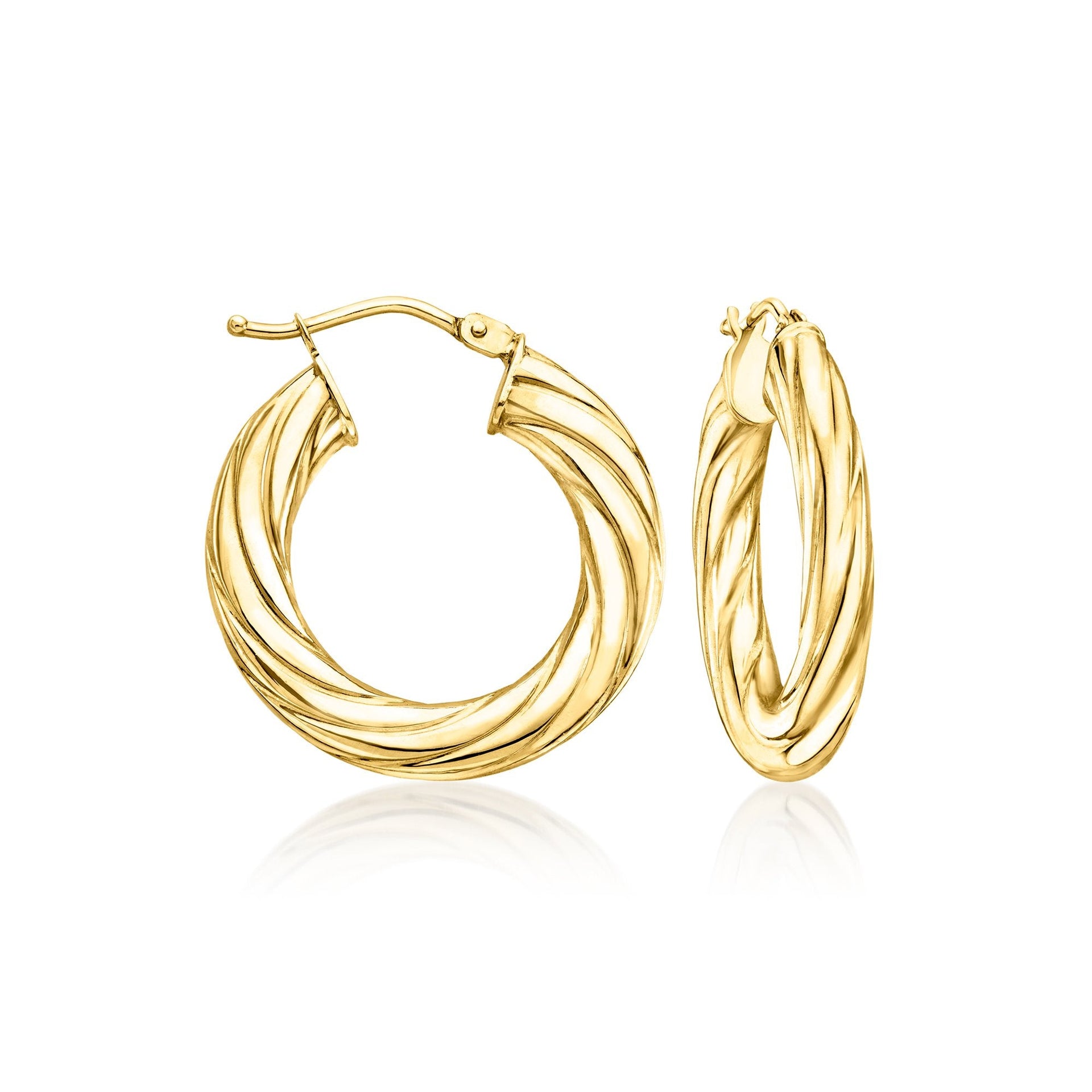 Canaria Italian 10kt Yellow Gold Twisted Hoop Earrings