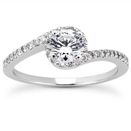 3/4 CT Diamond Engagement Ring Set 14K White Gold