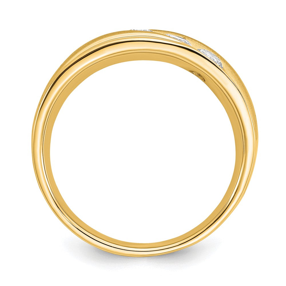 14k Gold Lab Grown Diamond 3-stone Band Ring 0.6ct Clarity- VS Color- G-H