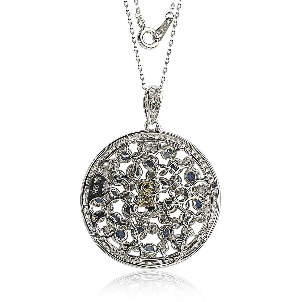 Suzy Levian Sterling Silver Sapphire & Diamond Accent Multi-Circle Pendant