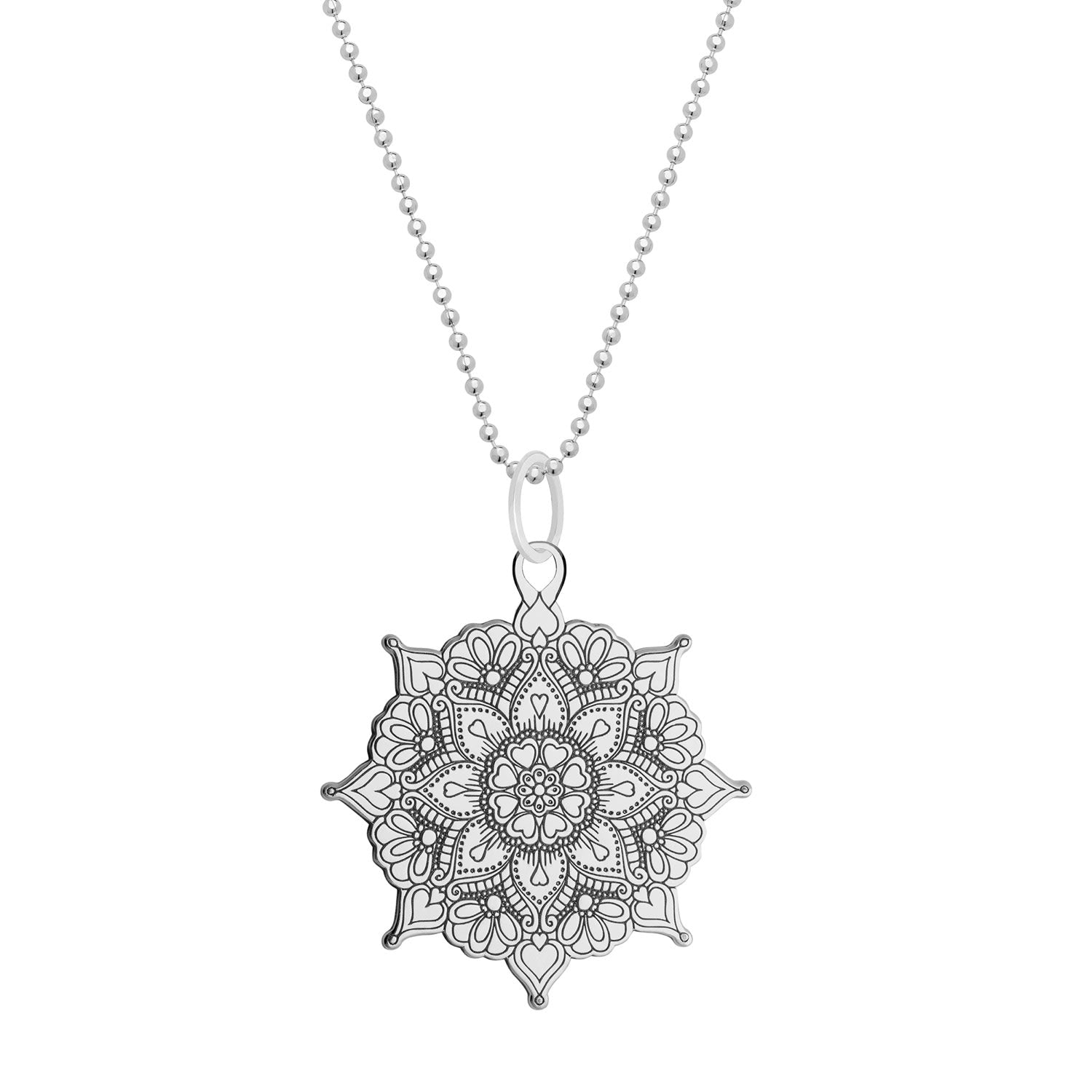 Small Silver Classic Mandala Pendant Necklace