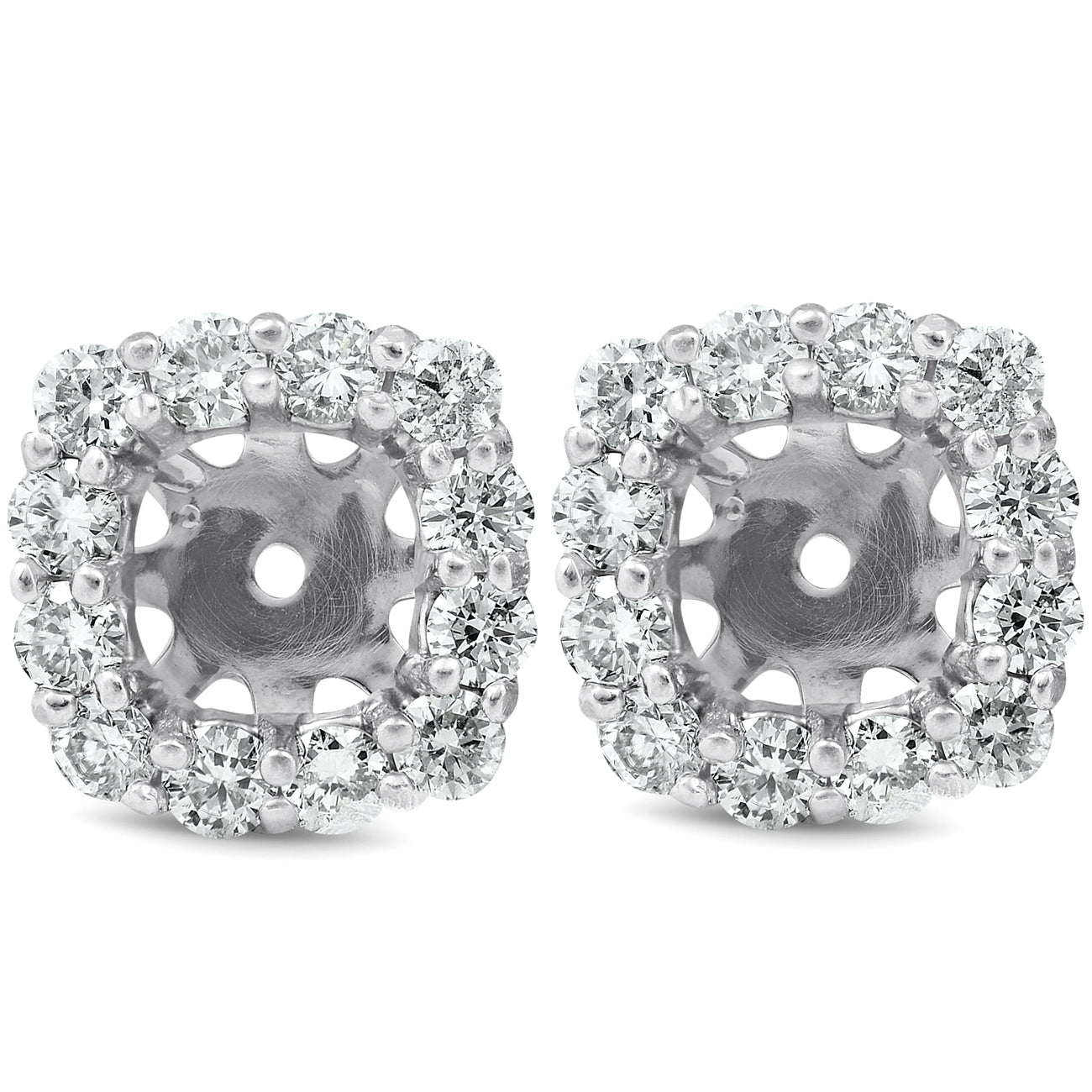 3/4 Ct Diamond Stud Earring Cushion Halo Jackets 14k White Gold (5-5.5mm)