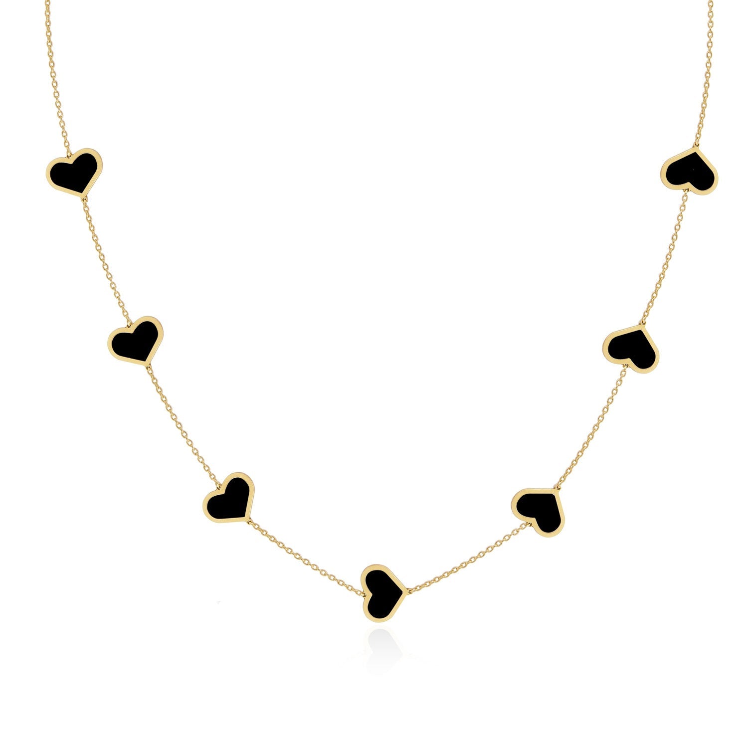Large Onyx Heart Station Necklace