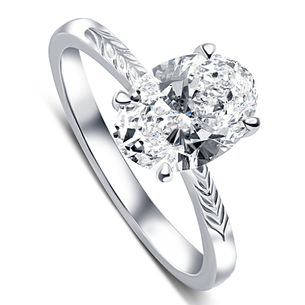 Certified 3Ct G/SI1 Oval Diamond Solitaire Engagement Ring 14k Gold Lab Grown