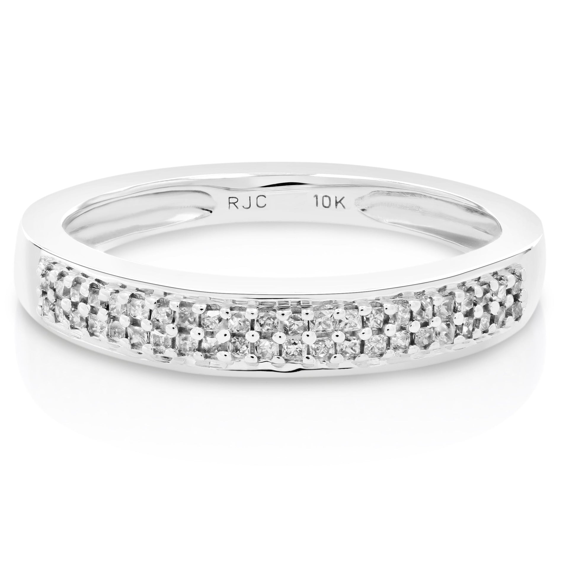 1/4 cttw Two Row Princess Cut Diamond Wedding Band 10K White Gold