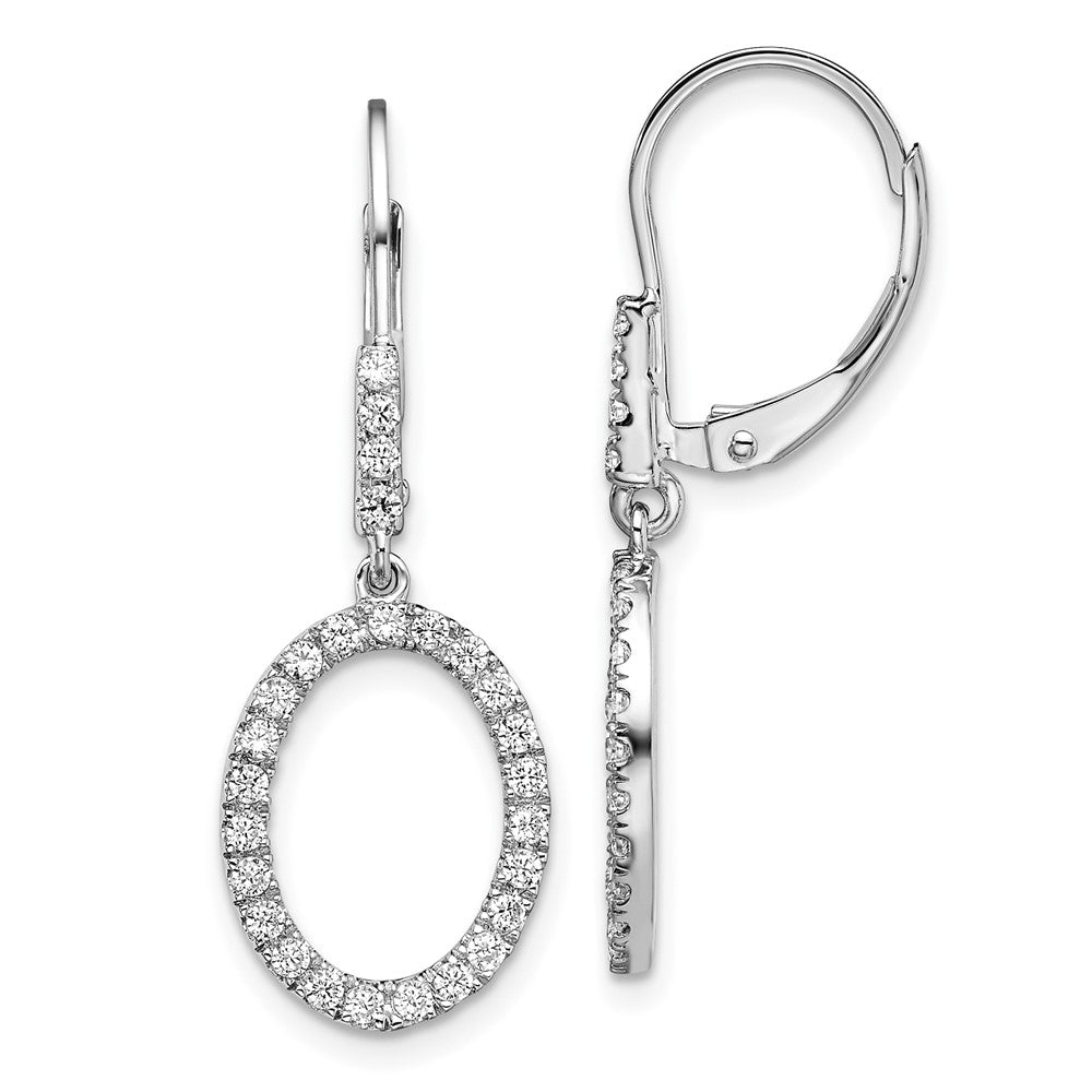 14K White Gold 1/2 CT Lab Grown Diamond Oval Leverback Earrings VS Clarity G-H Color