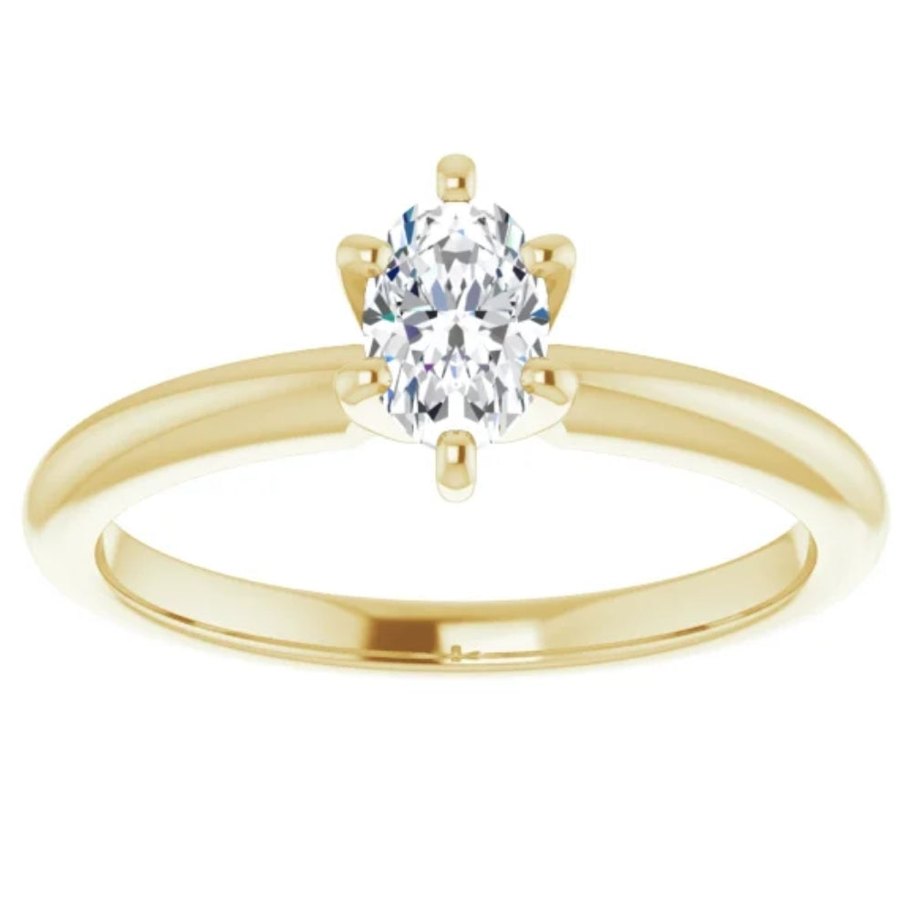 1/3Ct Oval Lab Grown Diamond Solitaire Engagement Ring 14k Yellow Gold