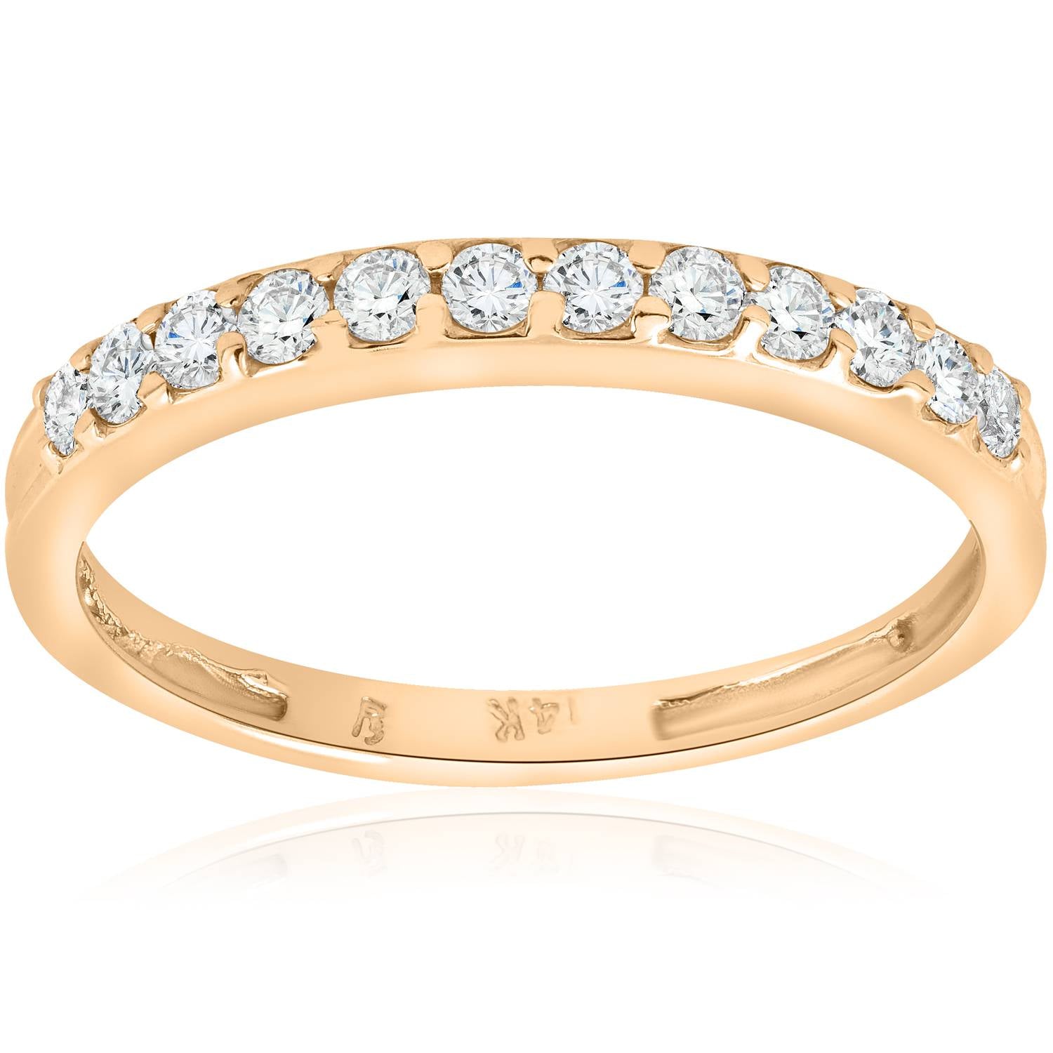 1/2 CT Diamond Wedding Ring 14K Yellow Gold Women's Stackable Band Jewelry Round