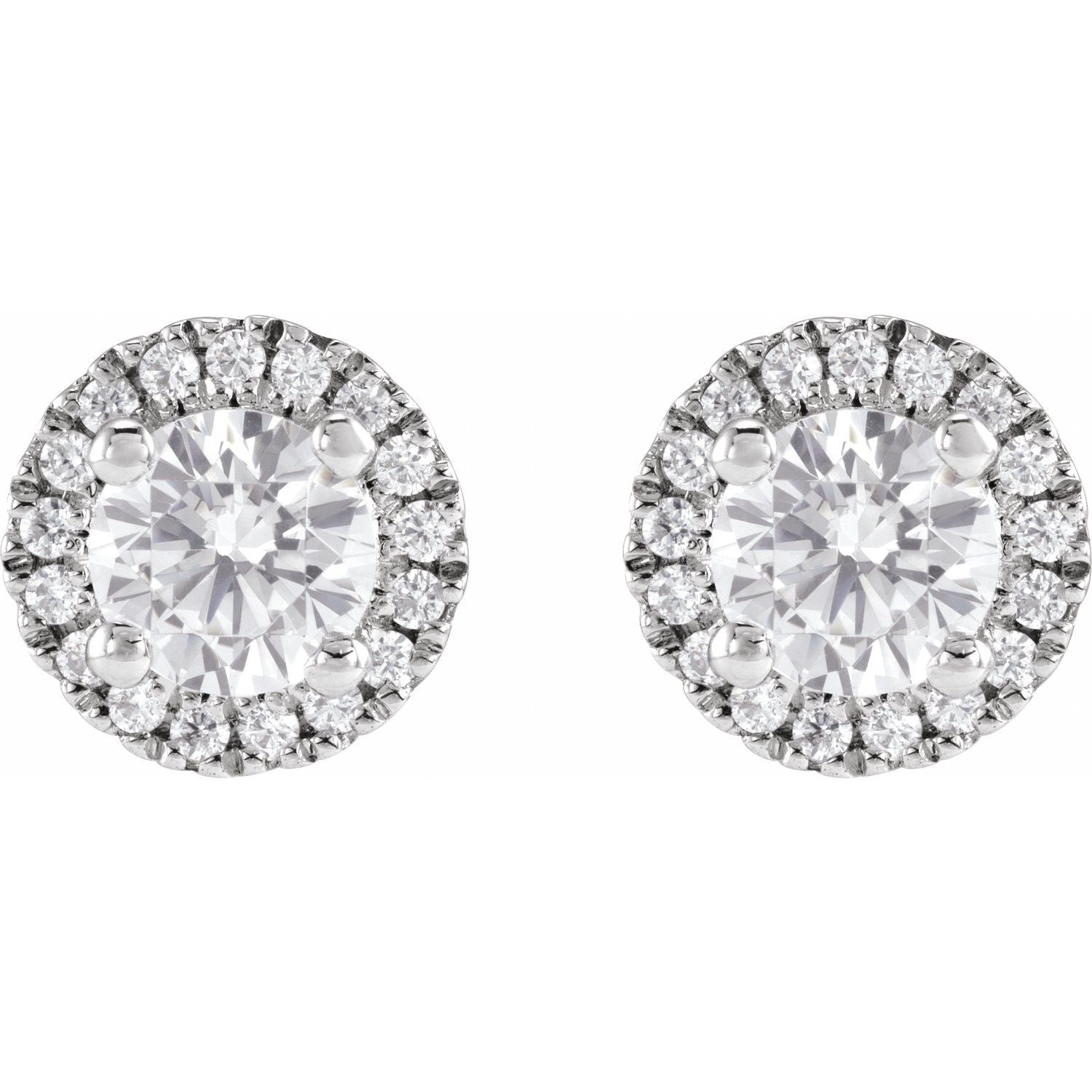 14K White Gold 1ct Lab-grown Diamond Stud Earrings Clarity SI Color G-H