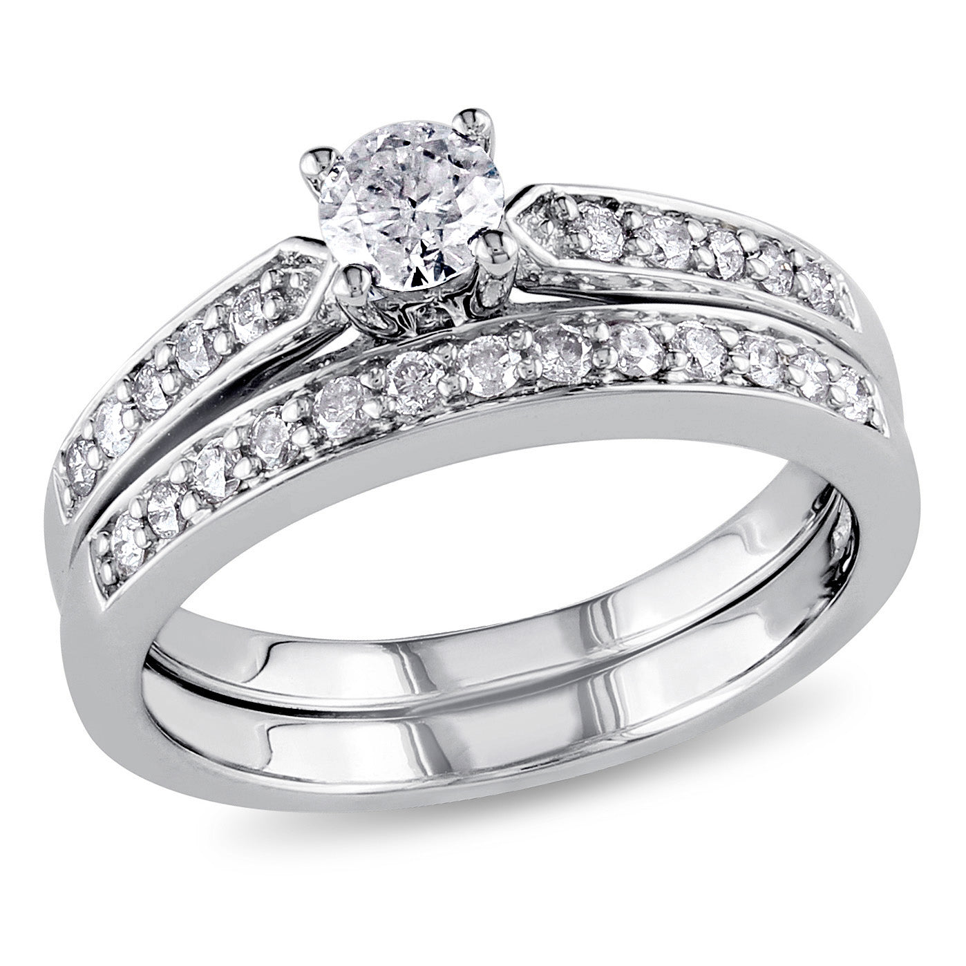 1/2 ct TW Diamond Channel Set Bridal Set in Sterling Silver