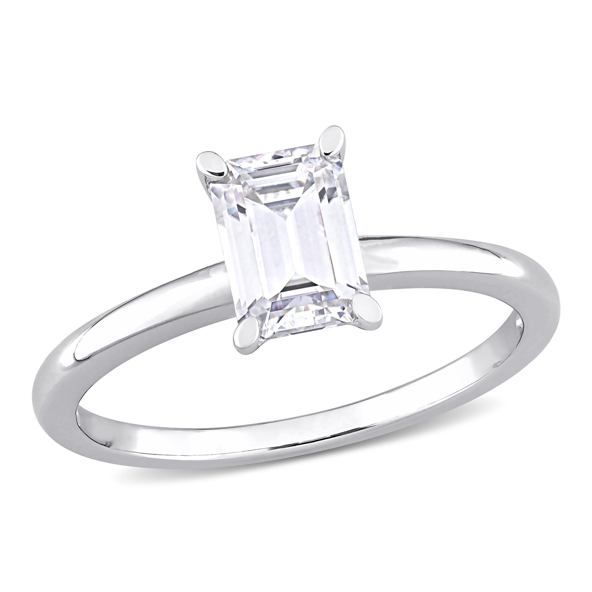Mimi & Max 1ct DEW Octagon Created Moissanite Solitaire Engagement Ring in Sterling Silver