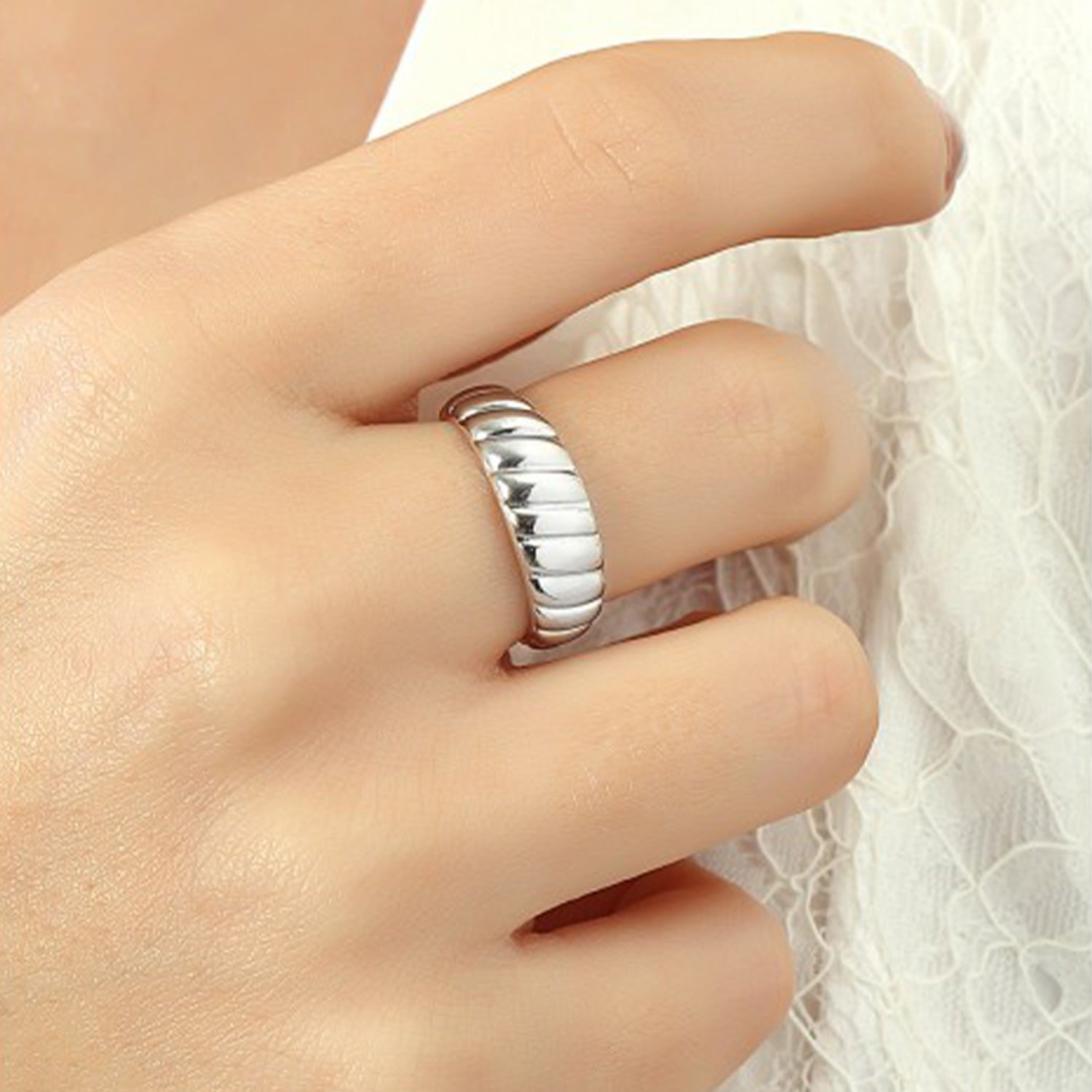Croissant Ring Sterling Silver - Silver
