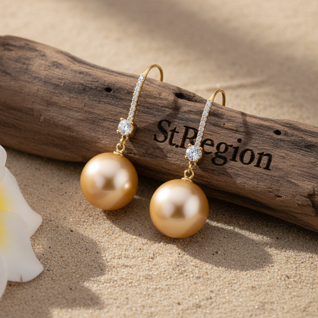 Cubic Zirconia & Champagne Pearl 18K Gold-Plated Dangle Drop Earrings