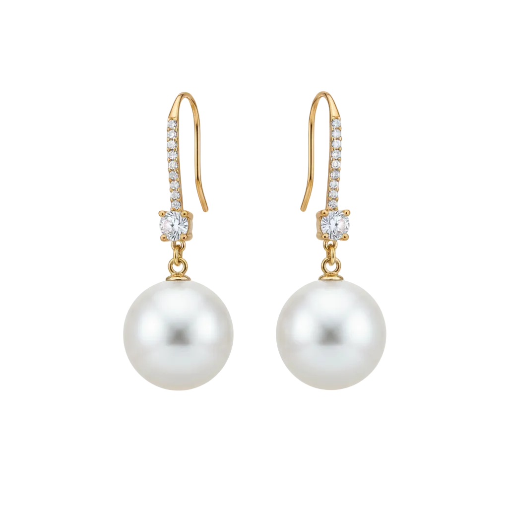Cubic Zirconia & Pearl 18K Gold-Plated Dangle Drop Earrings