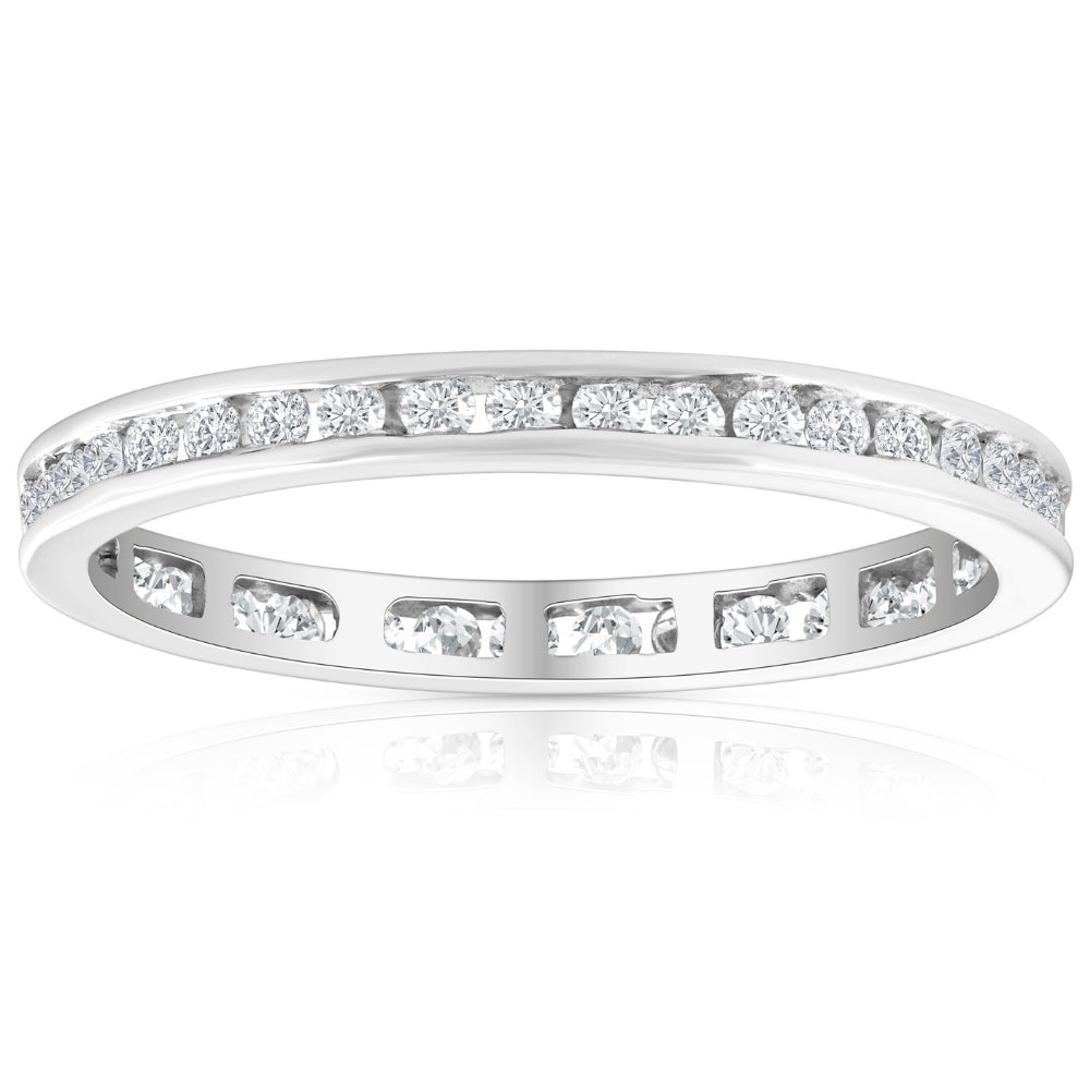 1/2 Ct Round Diamond Ladies Eternity Wedding Ring 10k White Gold