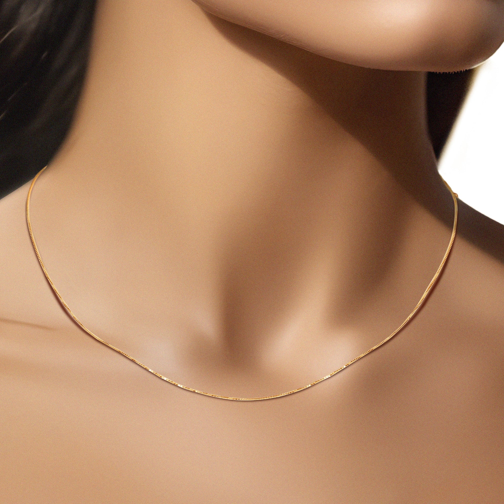 14k Yellow Gold Petite Box Chain Necklace