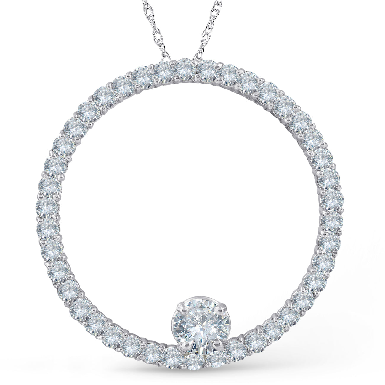 1 1/2 CT Circle Of Life Diamond Pendant 14K White Gold
