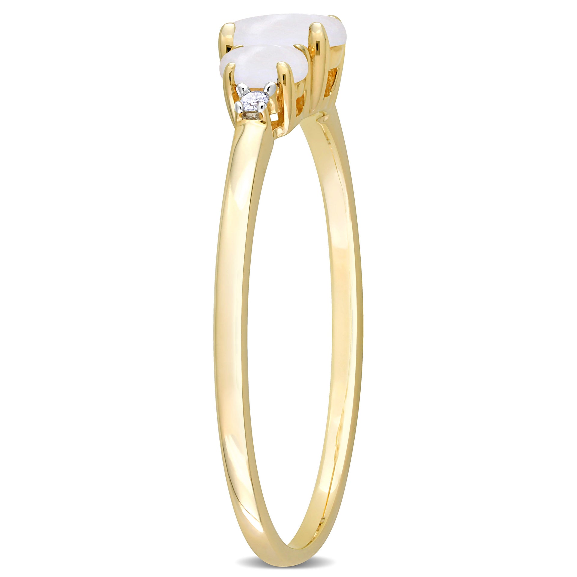 2/5 CT TGW Opal and Diamond Accent 3-Stone Ring in 10K Yellow Gold