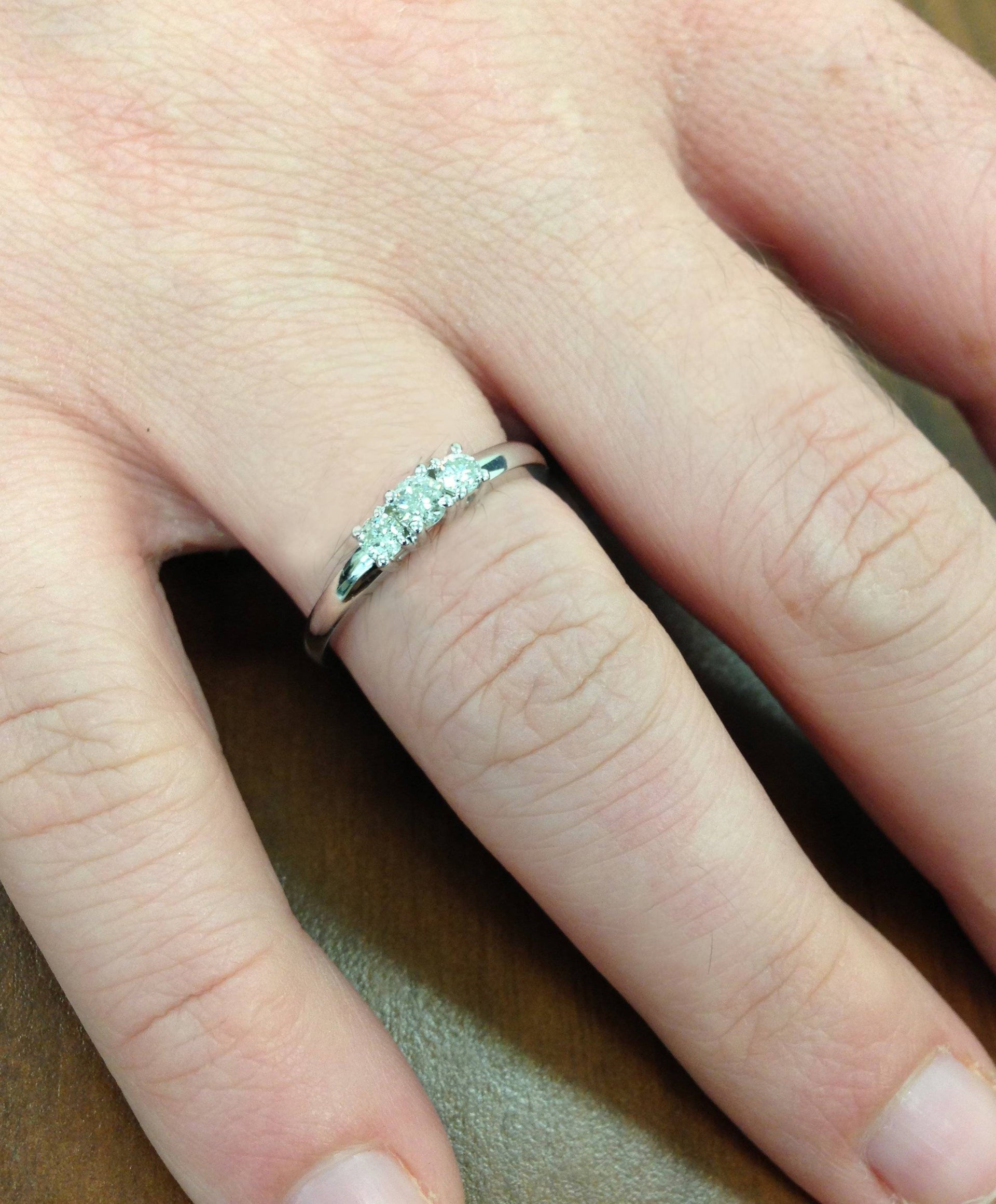 1/4ct Diamond 3-stone Engagement Ring Three Stone Anniversary White Gold 7 7