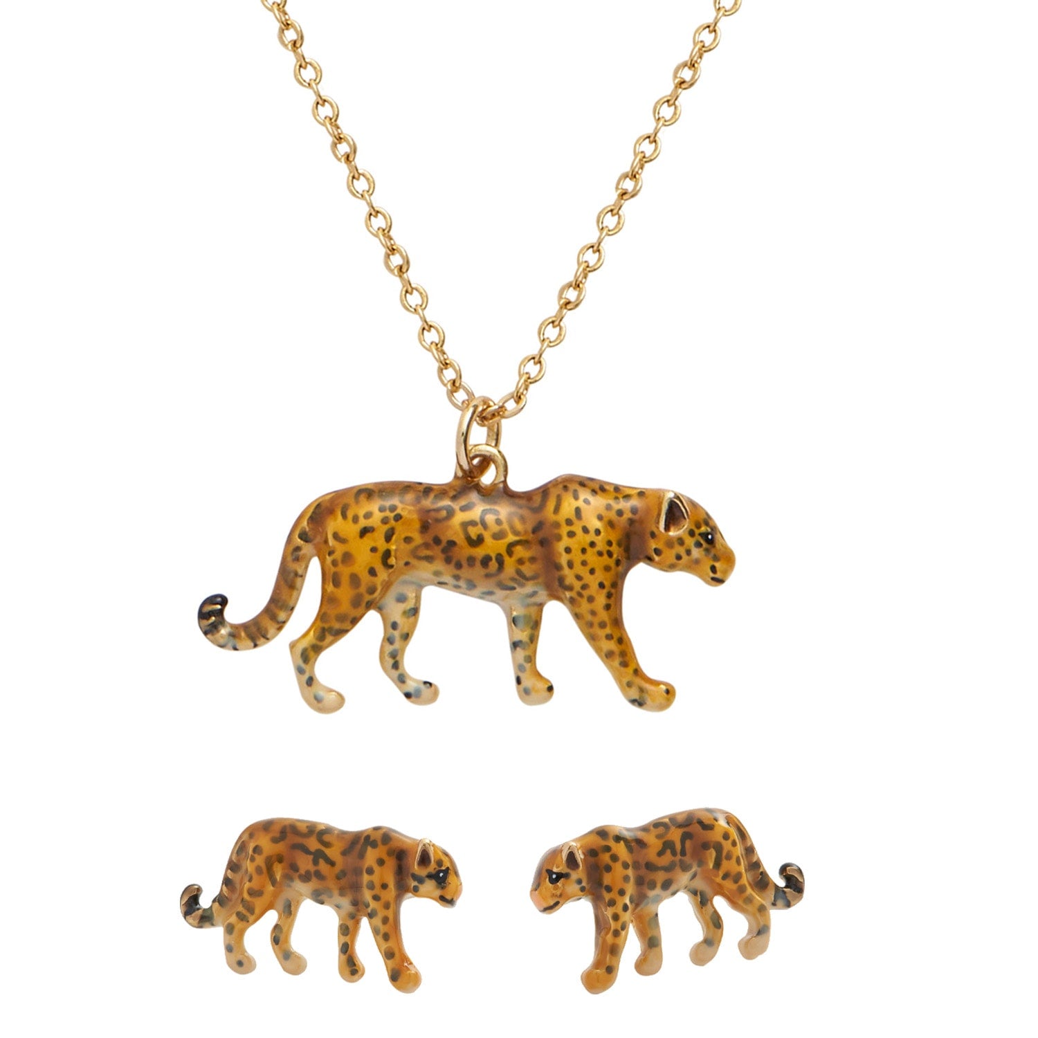 Fable England X Natural History Museum Leopard Necklace & Leopard Stud Earrings Set