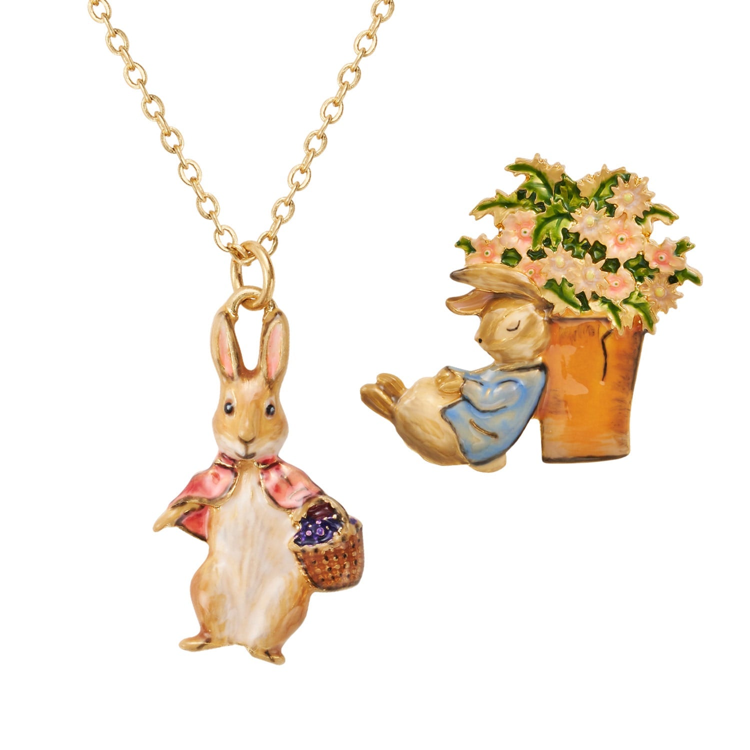 Fable England X Peter Rabbit Brooch & Cotton-Tail Necklace Set
