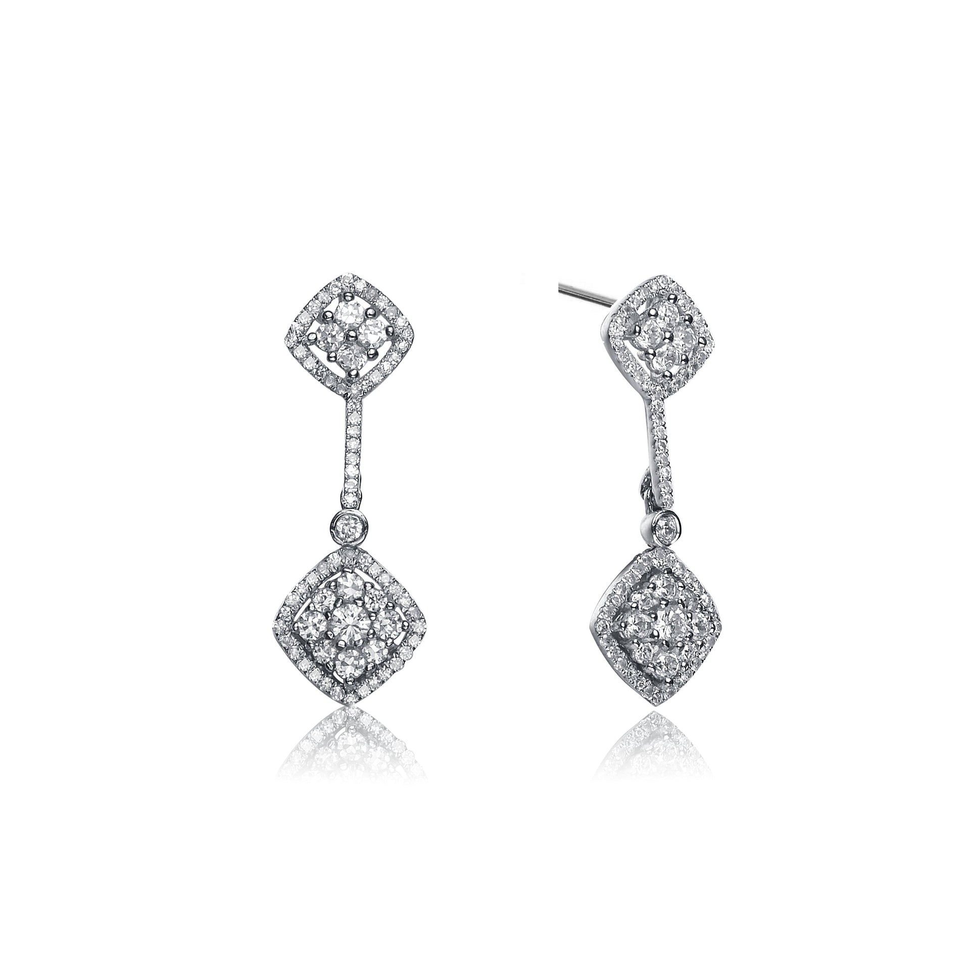 Sterling Silver Cubic Zirconia Long Drop Earrings