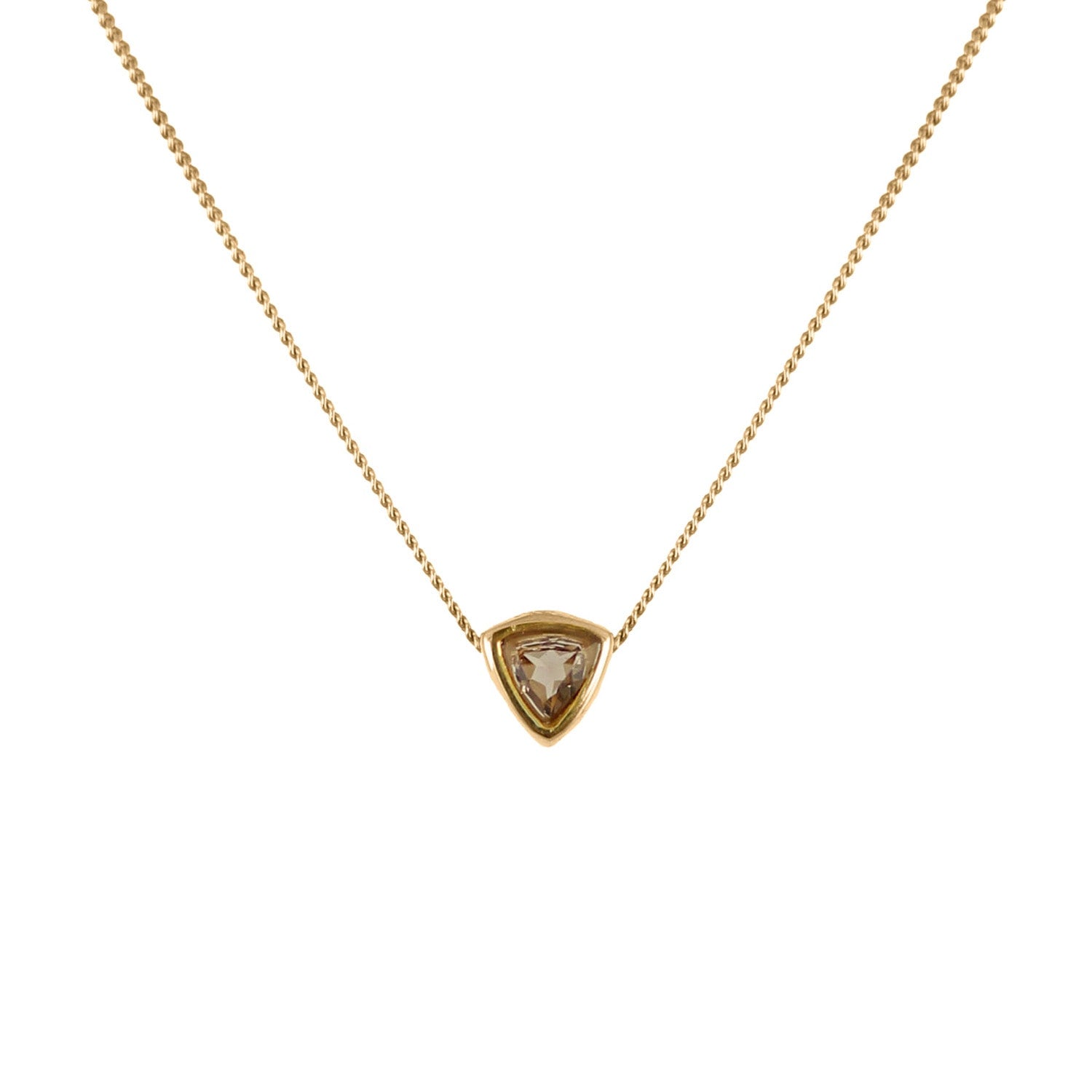 Smoky Quartz Trillion Cut Necklace - Gold