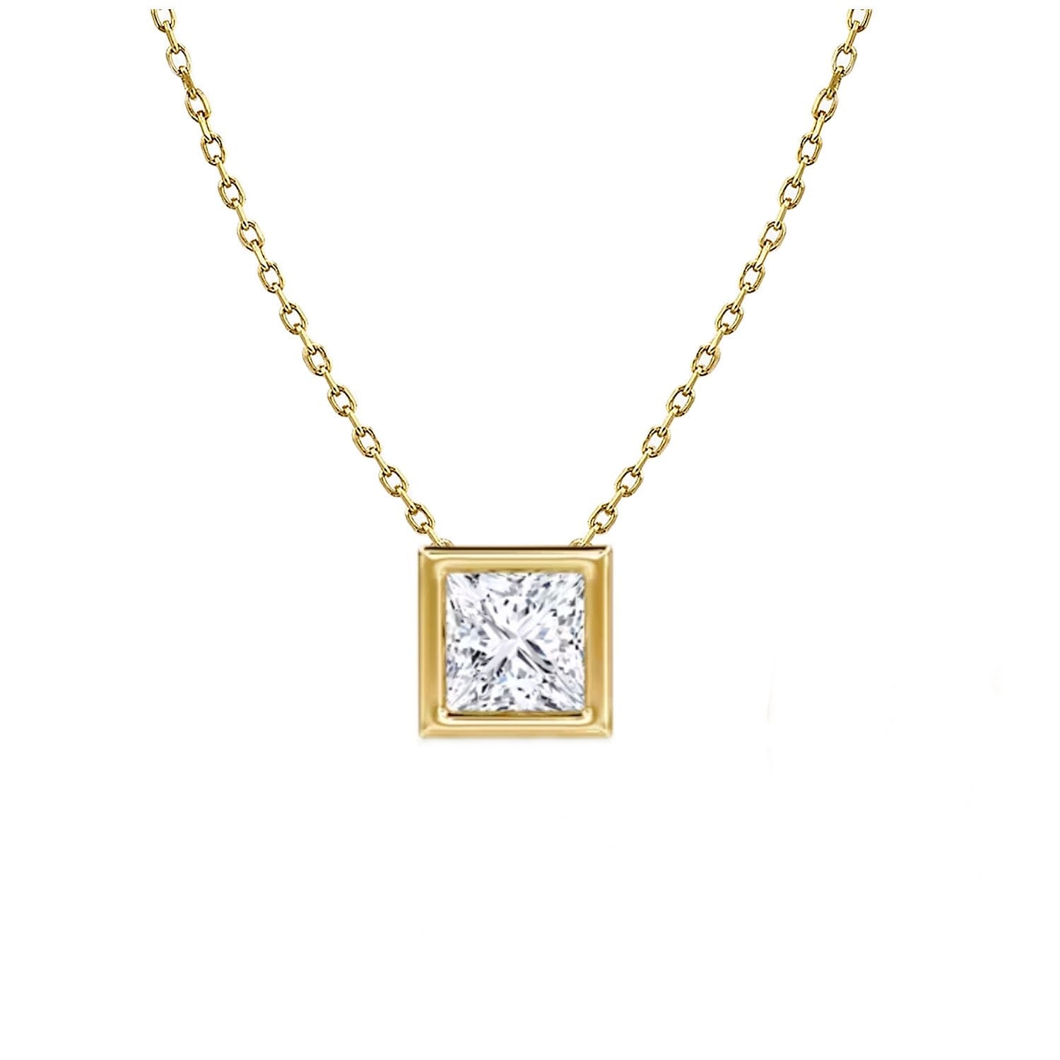 Facet Flicker Princess Cut Solitaire Necklace