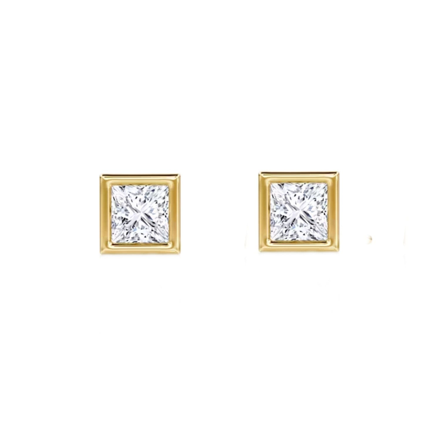 Facet Princess Cut Stud Earrings